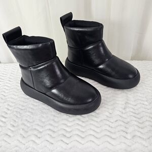 Vagabond Aylin Black Padded Boots Chunky Leather Size 36